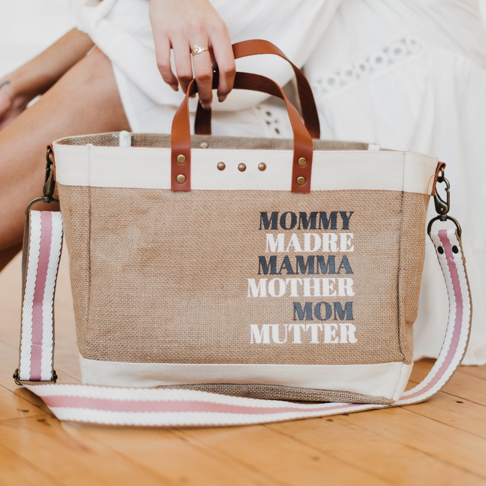 Pretty Simple Me Jute Tote Bag | Crossbody Bag | Leather Handle Strap |  Adjustable Canvas Crossbody Strap | Large Compartment
