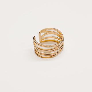 Charm Layered Lines Gold Statement Ring-Ring