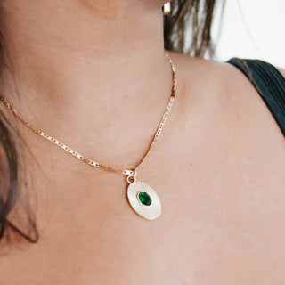 Contessa Sunburst Oval Pendant Necklace-Necklace-Pretty Simple Wholesale