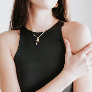 Creator Cross Gold Charm Necklace-Necklace
