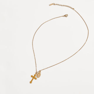 Creator Cross Gold Charm Necklace-Necklace