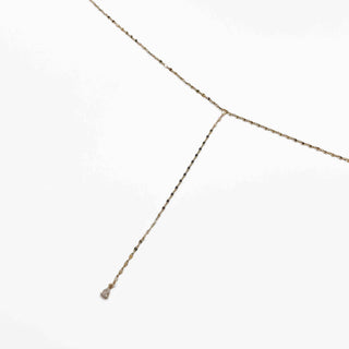 Dainty Diamond Gold Teardrop Y Necklace-Necklace