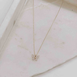 Diamond Sparkle Butterfly Gold Necklace-Necklace