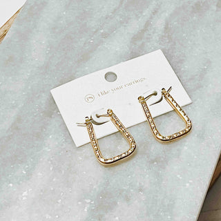 Diamond Square Hoop Earrings *WATERPROOF*-Earrings