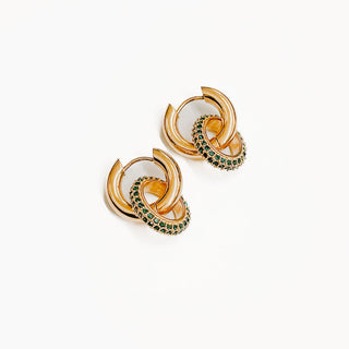 Double The Hoop Gold and Zirconia Earrings-Earrings