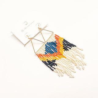 Fringe And Stripes Beaded Boho Earrings-Earrings-Pretty Simple Wholesale