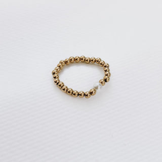 Golden Queen Beaded Pearl Stretch Ring-Pretty Simple