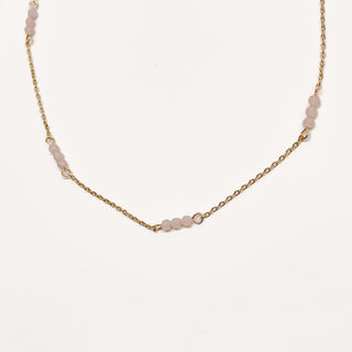 Iris Pink Natural Stone Beaded Necklace-Necklace