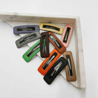 Lightly Leathered Clip Set-Hair Accessories