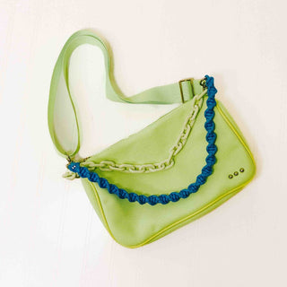 Oh So Neon Crossbody Shoulder Bag Pretty Simple - yellow with blue rope strap detailing