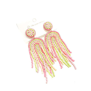 Rainbow Arch Fringe Beaded Earrings-Earrings-Pretty Simple Wholesale
