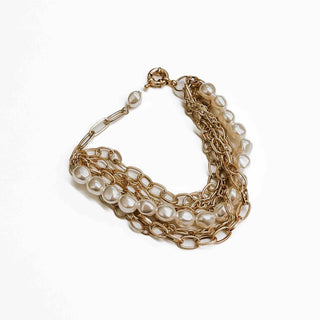Tahitian Pearl Chunky Multi Chain Bracelet-Bracelet