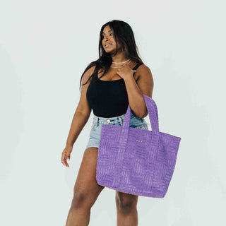 Pretty Simple Teagan Terry Cloth Tote with Pouch -purple