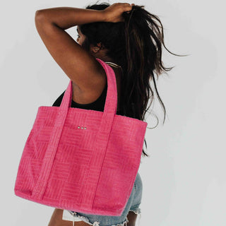 Pretty Simple Teagan Terry Cloth Tote with Pouch -pink