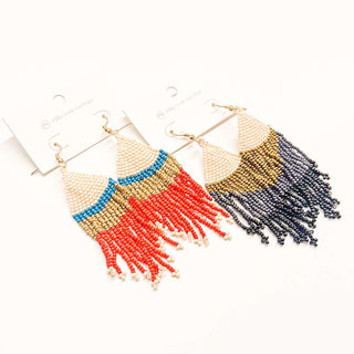 Triangle Colorblock Beaded Earrings-Earrings