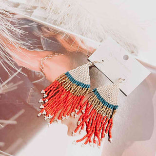 Triangle Colorblock Beaded Earrings-Earrings